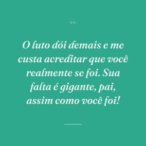 O luto dói demais e me custa acreditar que você realmente se foi. Sua falta é gigante, pai, assim como você foi!