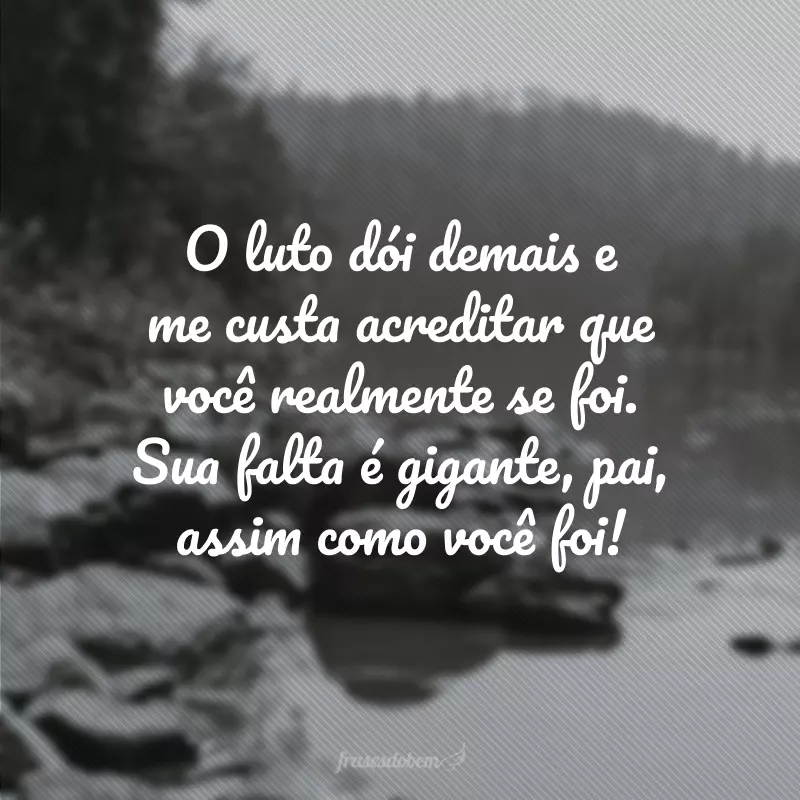 O luto dói demais e me custa acreditar que você realmente se foi. Sua falta é gigante, pai, assim como você foi!