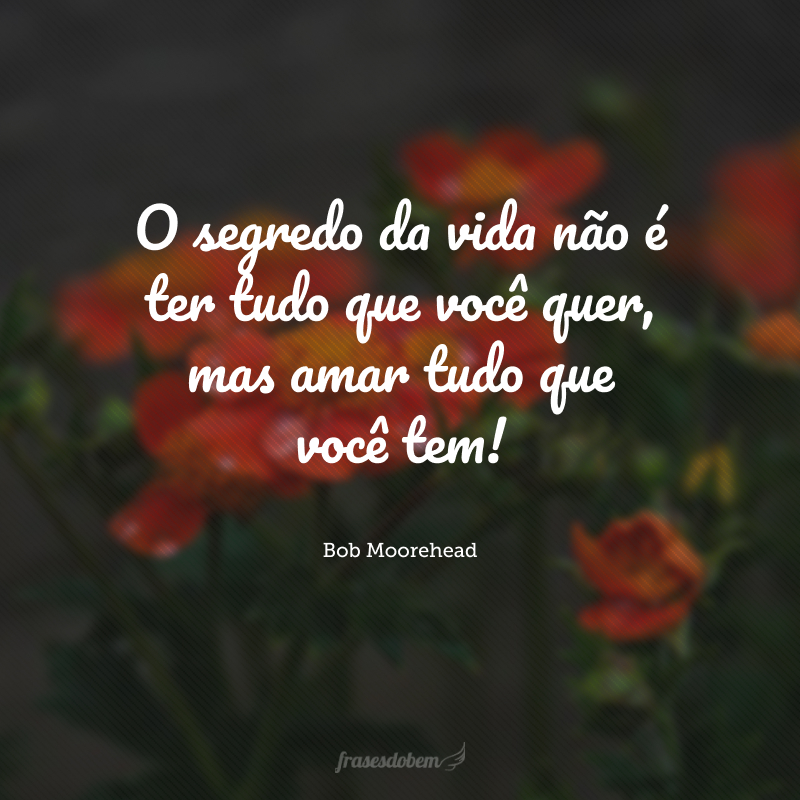 O segredo da vida não é ter tudo que você quer, mas amar tudo que você tem!