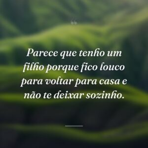 Parece que tenho um filho porque fico louco para voltar para casa e não te deixar sozinho.