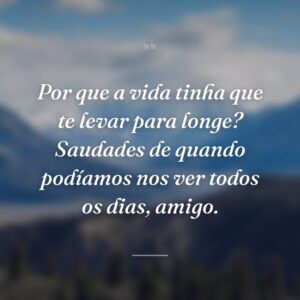 Por que a vida tinha que te levar para longe? Saudades de quando podíamos nos ver todos os dias, amigo.