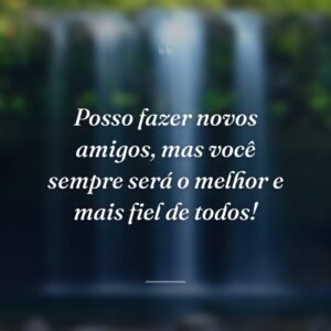 Posso fazer novos amigos, mas você sempre será o melhor e mais fiel de todos!