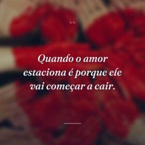 Quando o amor estaciona é porque ele vai começar a cair.