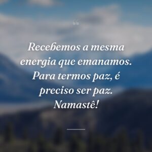 Recebemos a mesma energia que emanamos. Para termos paz, é preciso ser paz. Namastê!