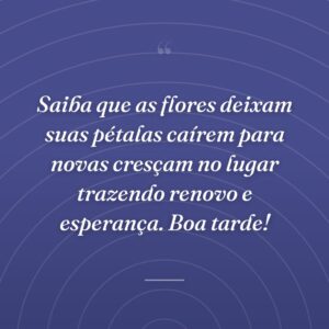 Saiba que as flores deixam suas pétalas caírem para novas cresçam no lugar trazendo renovo e esperança. Boa tarde!