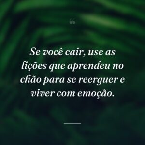 Se você cair, use as lições que aprendeu no chão para se reerguer e viver com emoção.