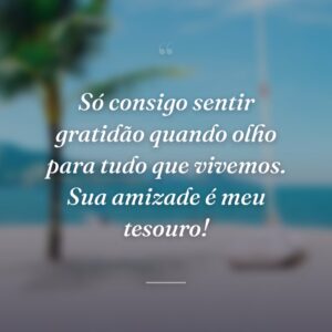 Só consigo sentir gratidão quando olho para tudo que vivemos. Sua amizade é meu tesouro!