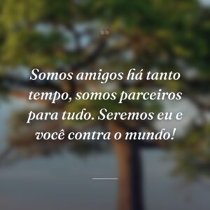 Somos amigos há tanto tempo, somos parceiros para tudo. Seremos eu e você contra o mundo!