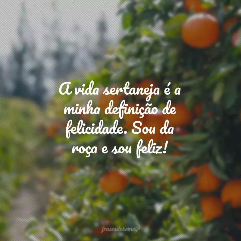 A vida sertaneja é a minha definição de felicidade. Sou da roça e sou feliz!