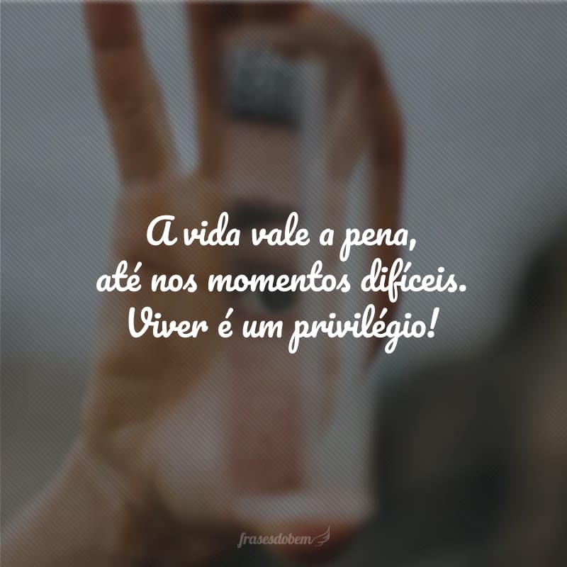 A vida vale a pena, até nos momentos difíceis. Viver é um privilégio!