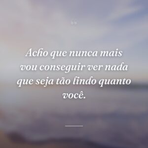 Acho que nunca mais vou conseguir ver nada que seja tão lindo quanto você.
