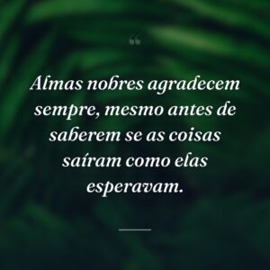 Almas nobres agradecem sempre, mesmo antes de saberem se as coisas saíram como elas esperavam.