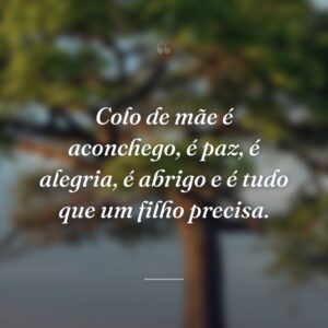 Colo de mãe é aconchego, é paz, é alegria, é abrigo e é tudo que um filho precisa.