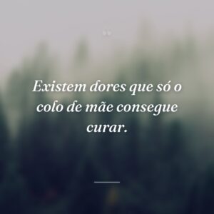 Existem dores que só o colo de mãe consegue curar.