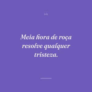 Meia hora de roça resolve qualquer tristeza.