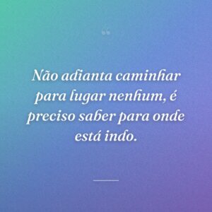 Não adianta caminhar para lugar nenhum, é preciso saber para onde está indo.
