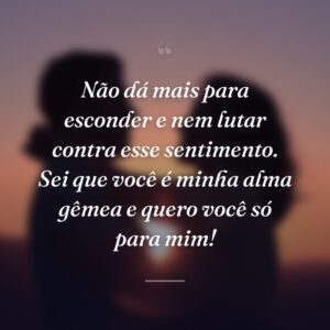 Não dá mais para esconder e nem lutar contra esse sentimento. Sei que você é minha alma gêmea e quero você só para mim!