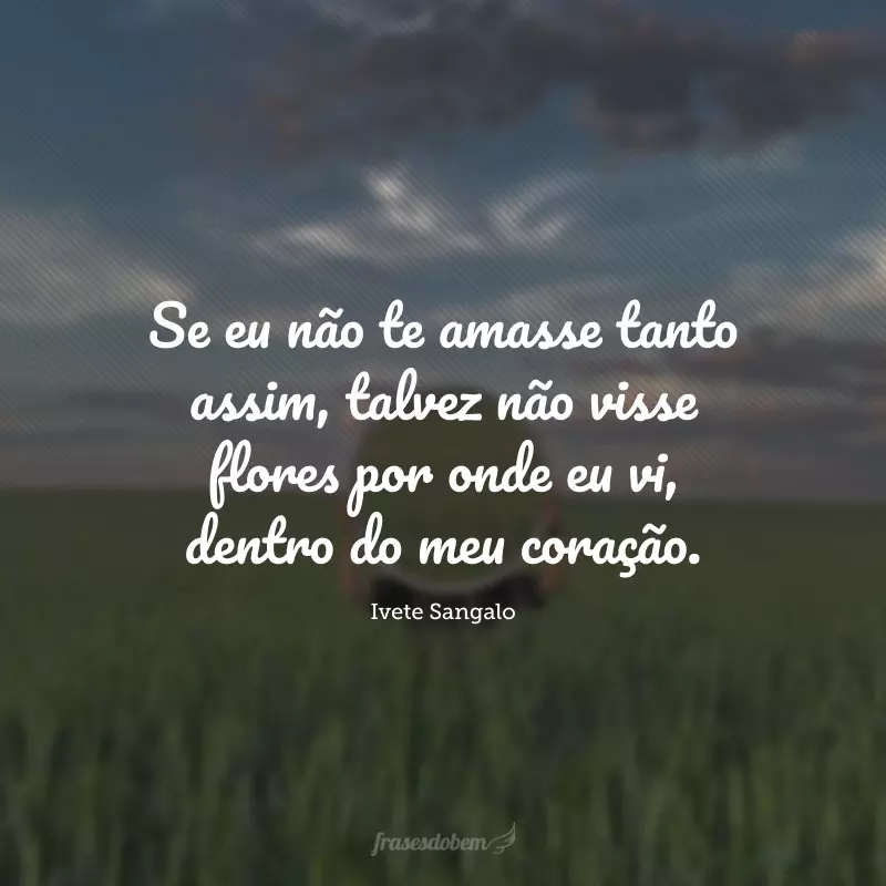 Se eu não te amasse tanto assim, talvez não visse flores por onde eu vi, dentro do meu coração.