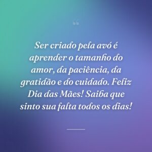Ser criado pela avó é aprender o tamanho do amor, da paciência, da gratidão e do cuidado. Feliz Dia das Mães! Saiba que sinto sua falta todos os dias!