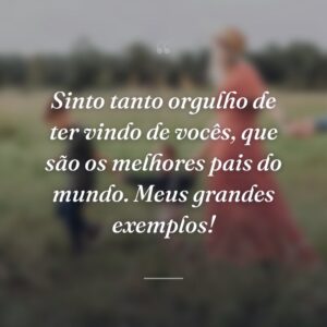 Sinto tanto orgulho de ter vindo de vocês, que são os melhores pais do mundo. Meus grandes exemplos!