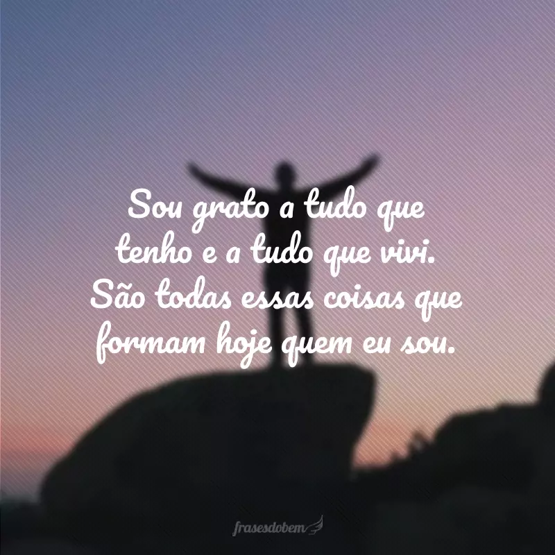 Sou grato a tudo que tenho e a tudo que vivi. São todas essas coisas que formam hoje quem eu sou.