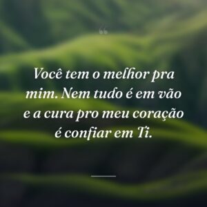 Você tem o melhor pra mim. Nem tudo é em vão e a cura pro meu coração é confiar em Ti.