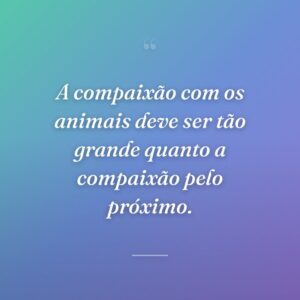 A compaixão com os animais deve ser tão grande quanto a compaixão pelo próximo.