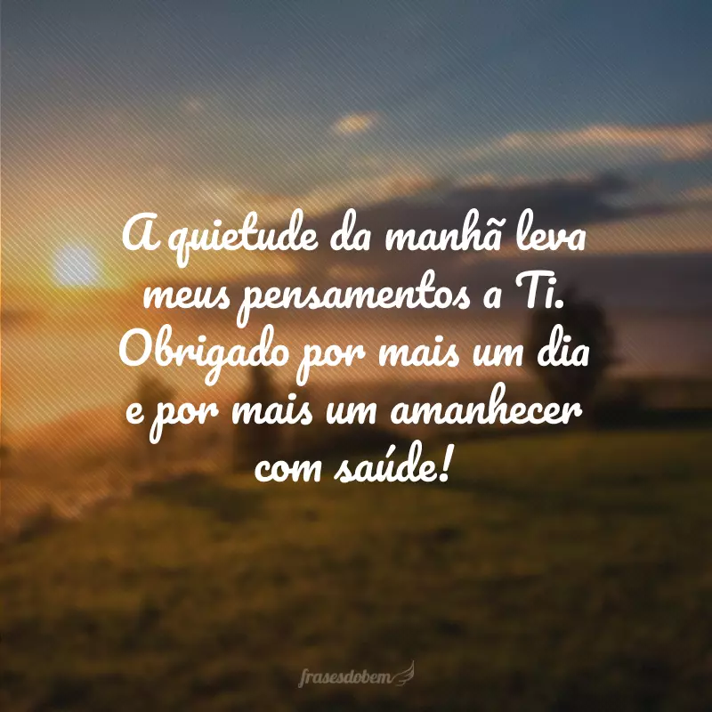 A quietude da manhã leva meus pensamentos a Ti. Obrigado por mais um dia e por mais um amanhecer com saúde!