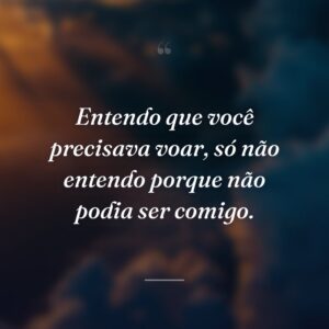 Entendo que você precisava voar, só não entendo porque não podia ser comigo.