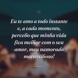 Eu te amo a todo instante e, a cada momento, percebo que minha vida fica melhor com o seu amor, meu namorado maravilhoso!