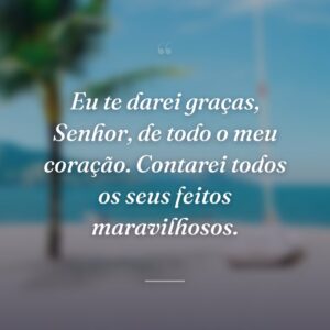 Eu te darei graças, Senhor, de todo o meu coração. Contarei todos os seus feitos maravilhosos.