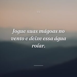 Jogue suas mágoas no vento e deixe essa água rolar.