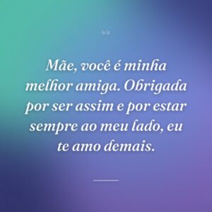 Mãe, você é minha melhor amiga. Obrigada por ser assim e por estar sempre ao meu lado, eu te amo demais.