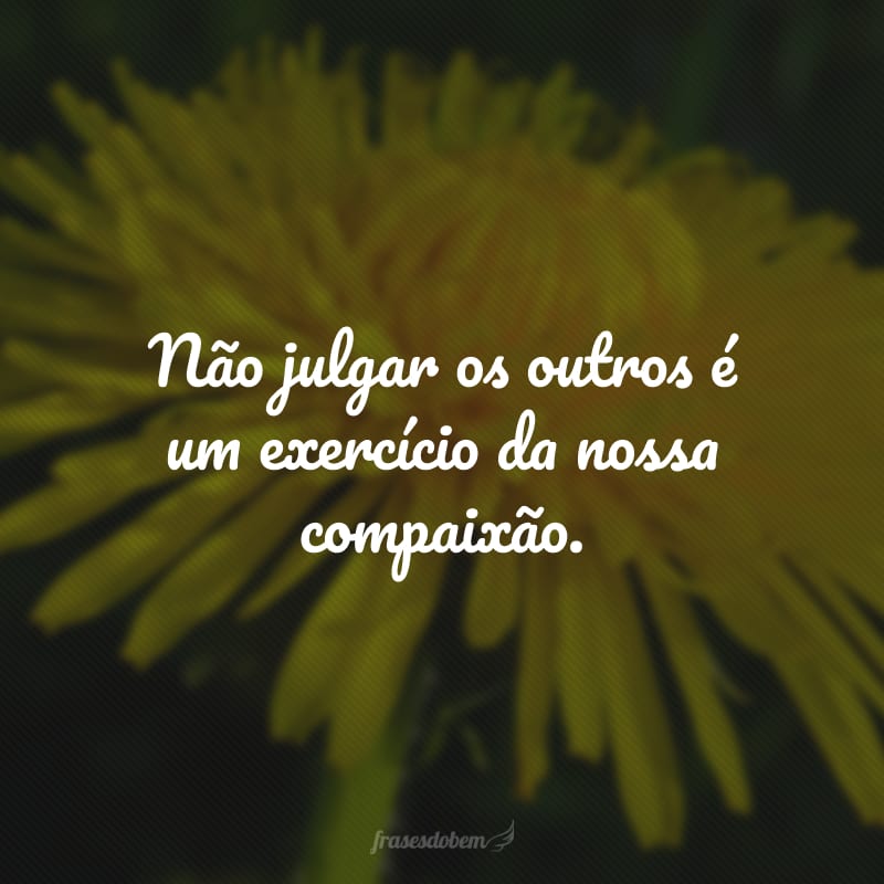 Não julgar os outros é um exercício da nossa compaixão.