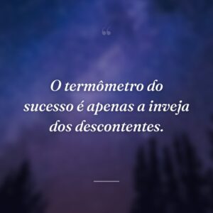 O termômetro do sucesso é apenas a inveja dos descontentes.
