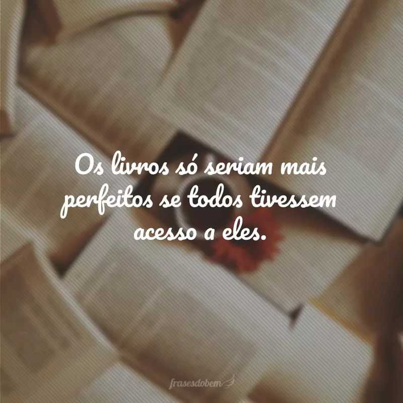 Os livros só seriam mais perfeitos se todos tivessem acesso a eles.