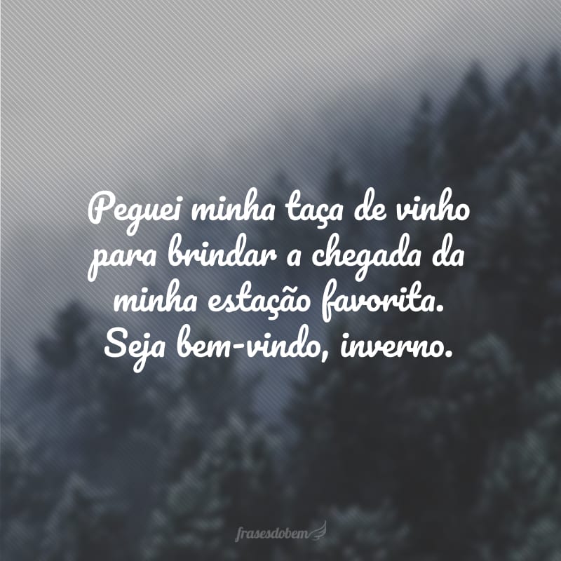 Peguei minha taça de vinho para brindar a chegada da minha estação favorita. Seja bem-vindo, inverno.