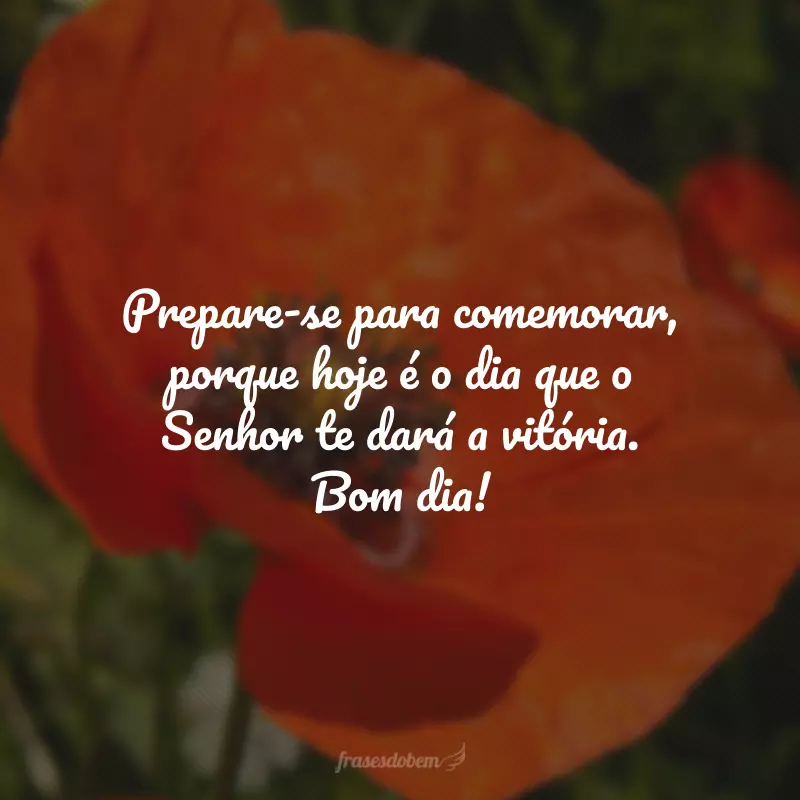 Prepare-se para comemorar, porque hoje é o dia que o Senhor te dará a vitória. Bom dia!