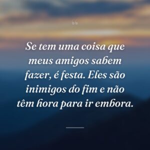 Se tem uma coisa que meus amigos sabem fazer, é festa. Eles são inimigos do fim e não têm hora para ir embora.