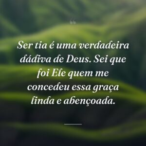 Ser tia é uma verdadeira dádiva de Deus. Sei que foi Ele quem me concedeu essa graça linda e abençoada.