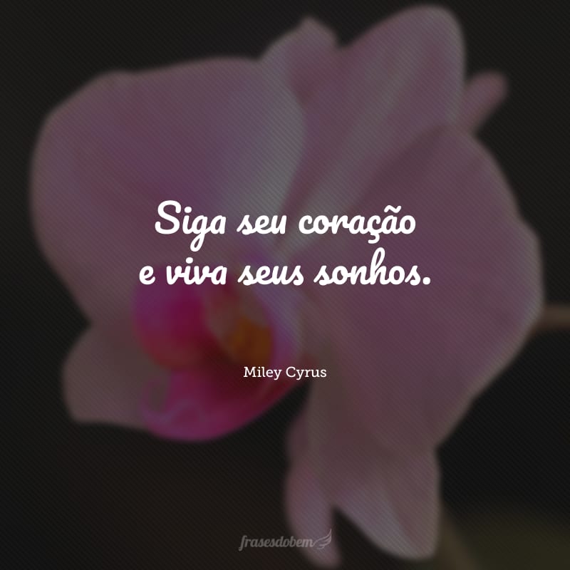 Siga seu coração e viva seus sonhos.