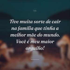 Tive muita sorte de cair na família que tinha a melhor mãe do mundo. Você é meu maior orgulho!