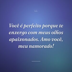 Você é perfeito porque te enxergo com meus olhos apaixonados. Amo você, meu namorado!
