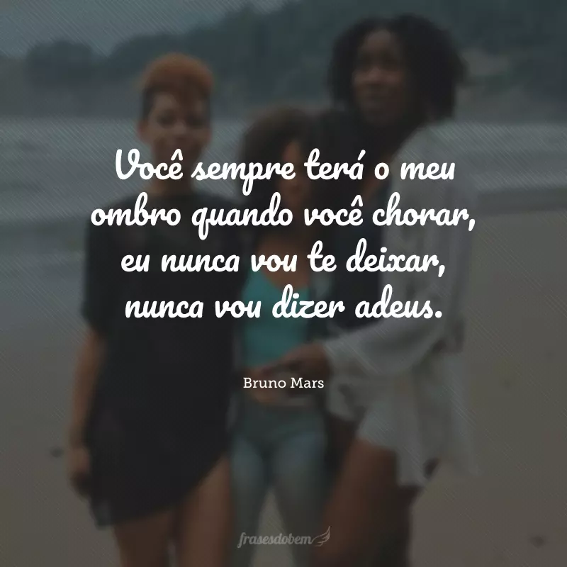 Você sempre terá o meu ombro quando você chorar, eu nunca vou te deixar, nunca vou dizer adeus.