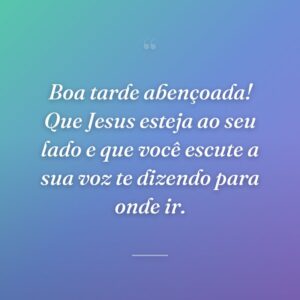 Boa tarde abençoada! Que Jesus esteja ao seu lado e que você escute a sua voz te dizendo para onde ir.