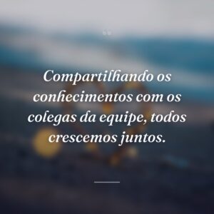 Compartilhando os conhecimentos com os colegas da equipe, todos crescemos juntos.