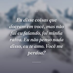 Eu disse coisas que doeram em você, mas não fui eu falando, foi minha raiva. Eu não penso nada disso, eu te amo. Você me perdoa?