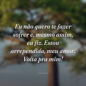 Eu não quero te fazer sofrer e, mesmo assim, eu fiz. Estou arrependida, meu amor. Volta pra mim!