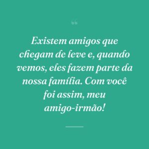Existem amigos que chegam de leve e, quando vemos, eles fazem parte da nossa família. Com você foi assim, meu amigo-irmão!
