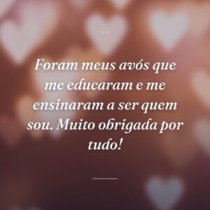 Foram meus avós que me educaram e me ensinaram a ser quem sou. Muito obrigada por tudo!